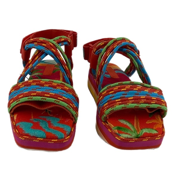 FARM RIO Red Ipanema Tropical Platform Sandal - Picture 2 of 6